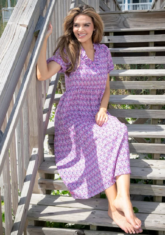 SIMPLY SOUTHERN COLLECTION RUFFLE NECK MAXI DRESS - PURPLE PAISLEY Chic Button-Up Maxi Dress