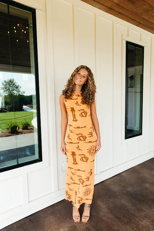 Take Me To Greece Maxi Dress - Apricot Comfortable Ruffle Maxi Dress