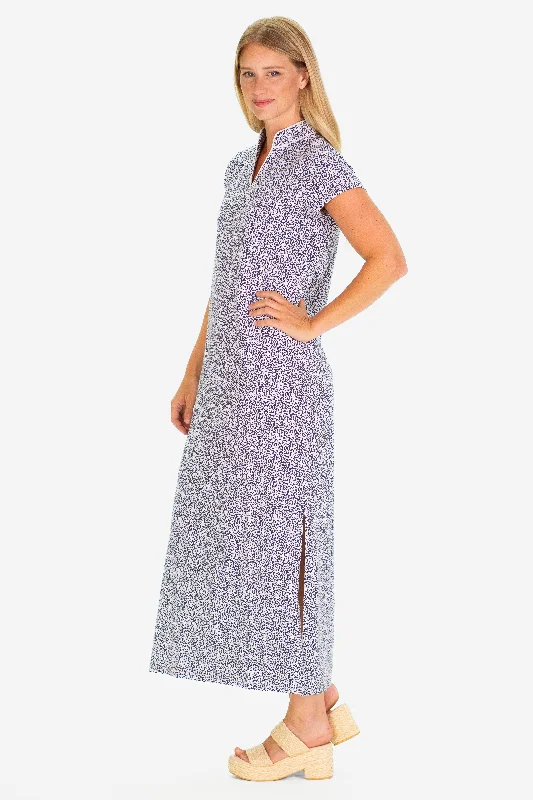 The Gaia Maxi Dress in Navy Floret Cozy Open-Back Maxi Dress