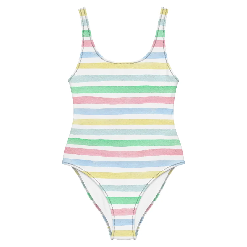 Tropical Sunrise One-Piece Swimsuit Sporty Swimwear Bottoms