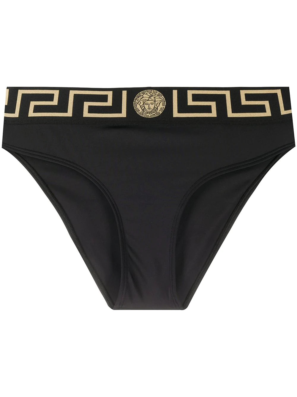 Versace Black Greek Key Swim Bikini Bottom Retro-Inspired Bikini Set