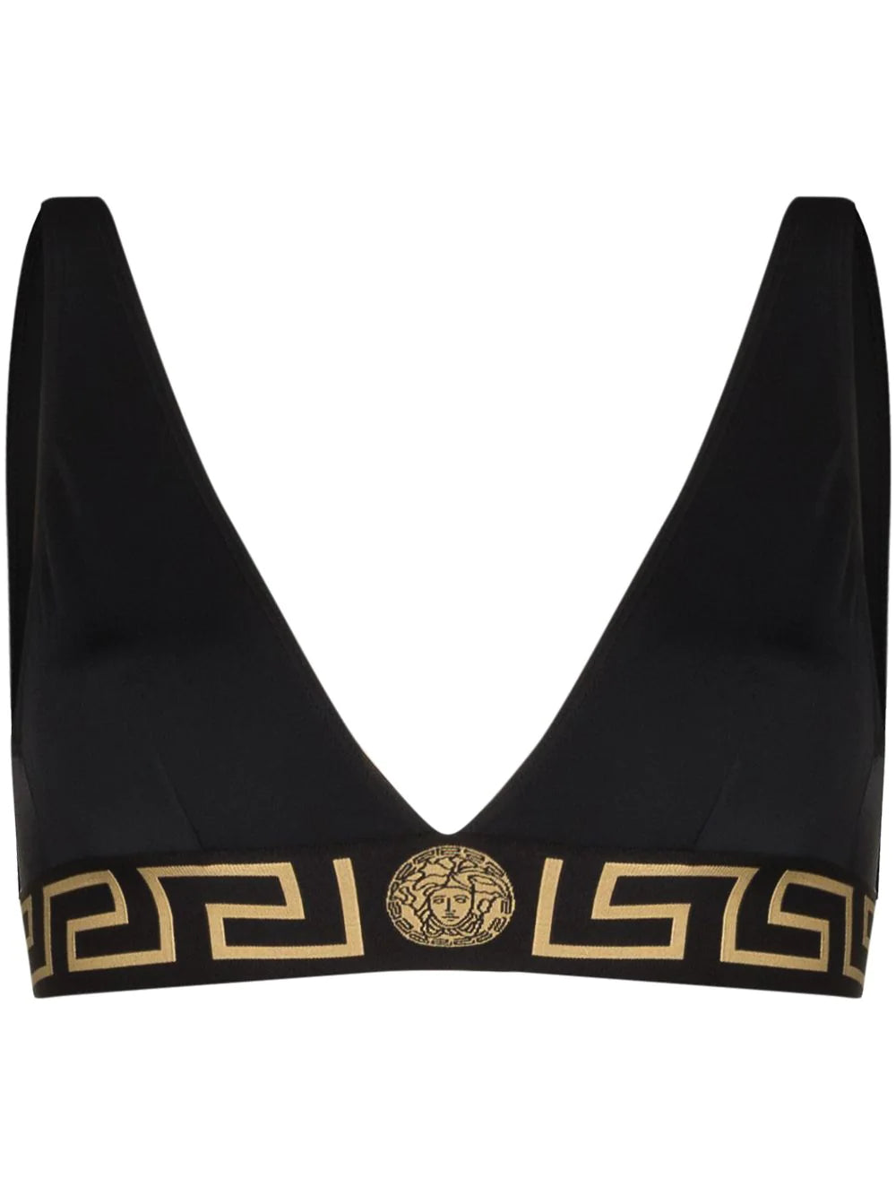 Versace Black Greek Key Triangle Swim Top Vibrant Bikini Design