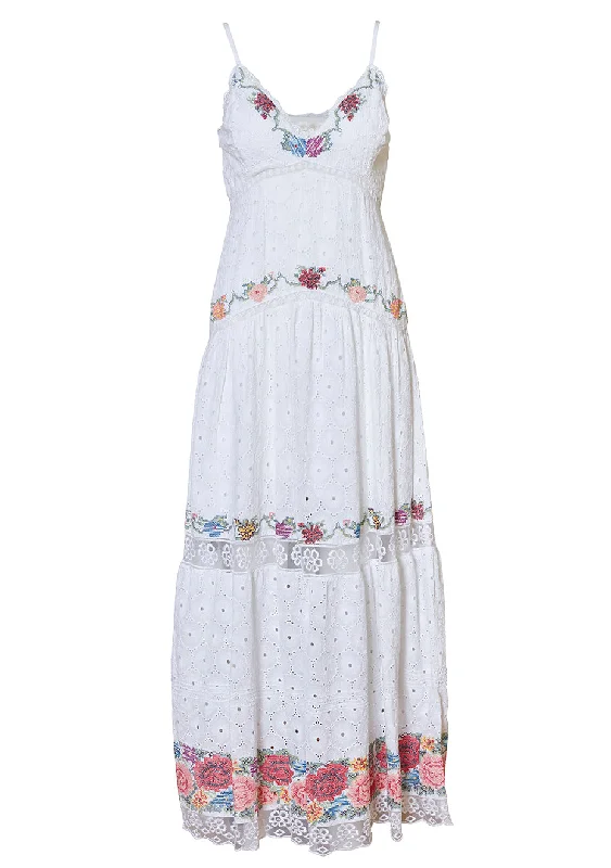 White Umi Maxi Dress Fashionable Maxi Dress with Fringe