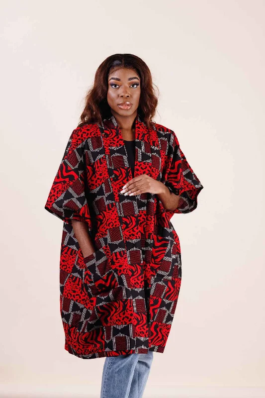 AYAJE African Print Kimono Women's Jacket Faux Fur Jacket Real Fur Jacket Shearling Jacket