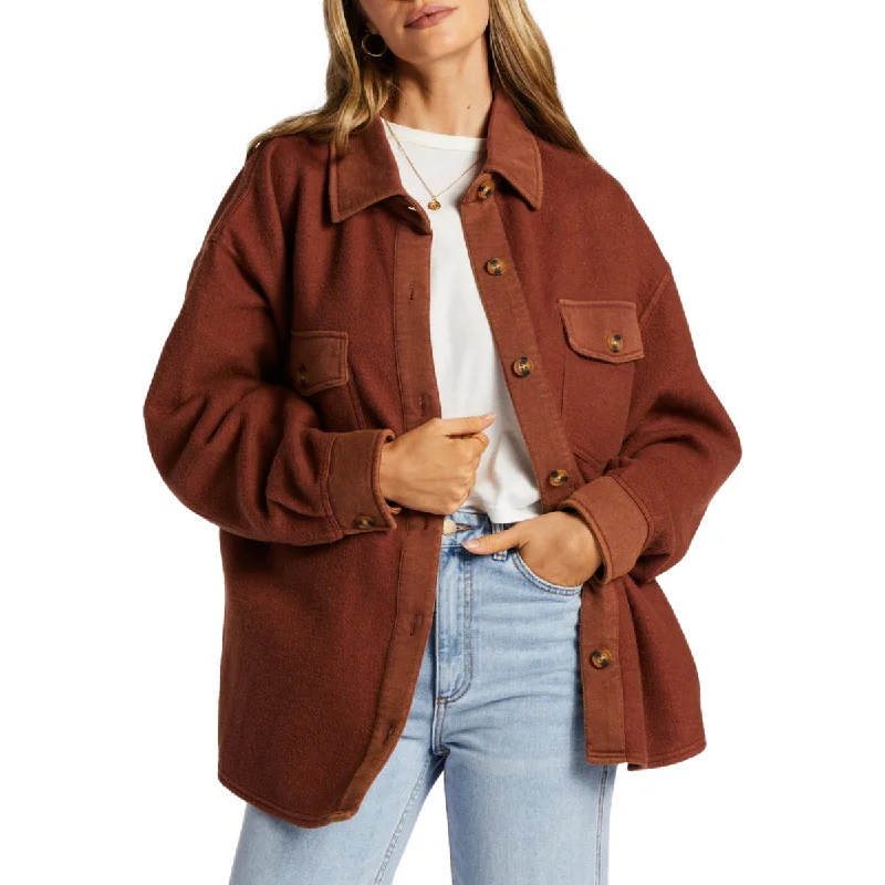 Billabong Women's Anytime Shacket Oversized Jacket Toggled Jacket Drawstring Jacket Belted Jacket