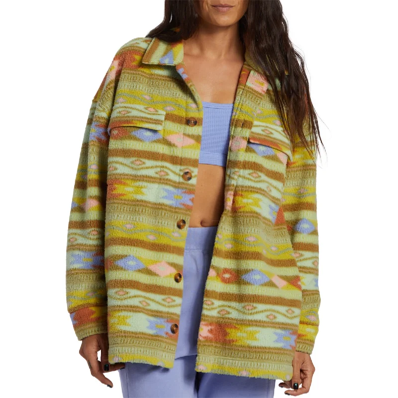 Billabong Women's Happy Camper Shacket Sweater Jacket A-Line Jacket Boat Neck Shawl Collar