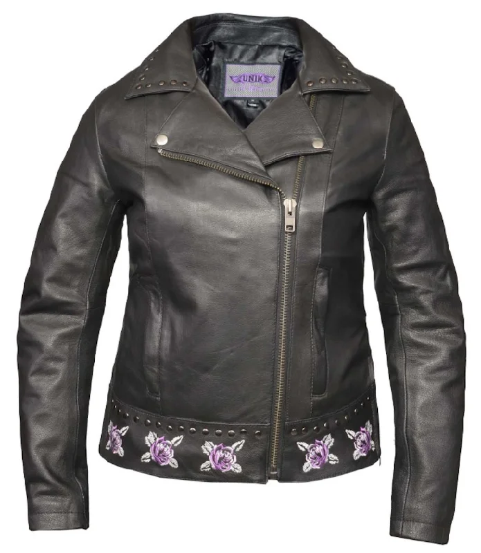 Flowering Leather Womens Leather Jacket Chenille Jacket Brocade Jacket Lace Jacket