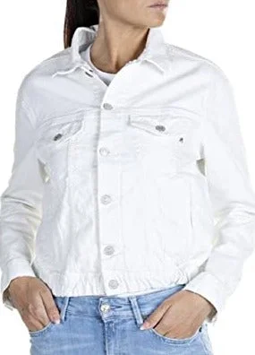 Replay W7703 Denim Jacket White Herringbone Jacket Houndstooth Jacket Plaid Jacket