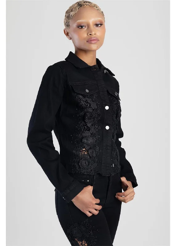 Sissyboy Js30069 Jacket With Lace Detail Black Embroidered Jacket Appliqued Jacket Beaded Jacket