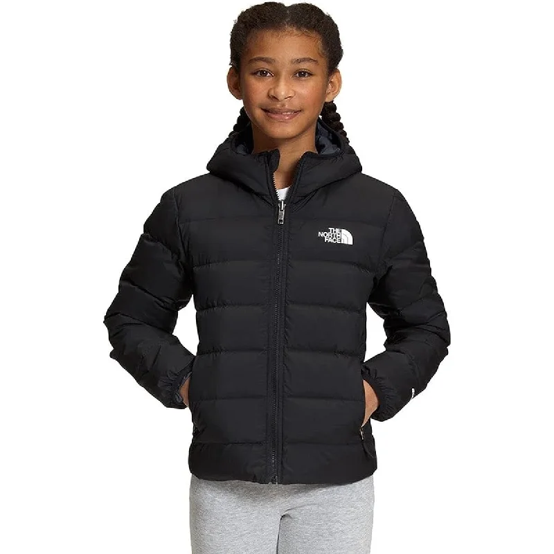 The North Face Girls' Reversible North Down Hooded Jacket Denim Jacket Leather Jacket Suede Jacket