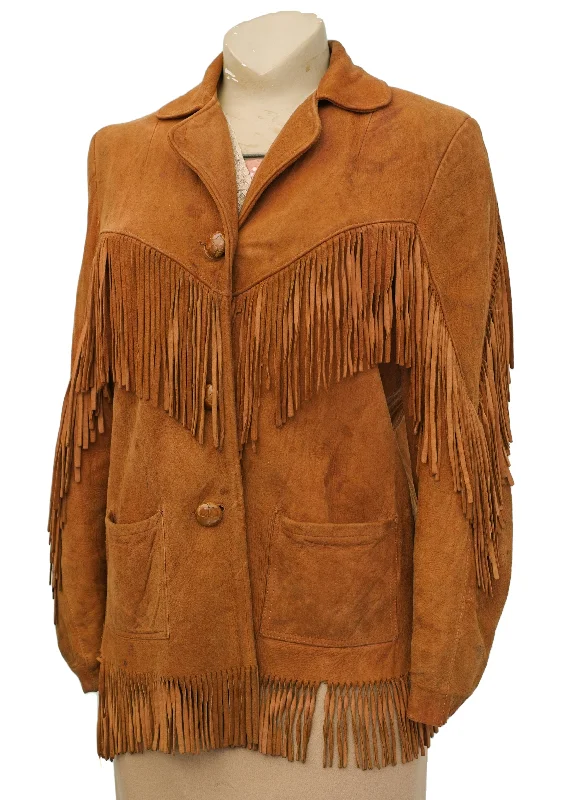 Vintage Western Buckskin Suede Fringed Jacket • Canadian Knit Fabric Woven Fabric Fleece Fabric