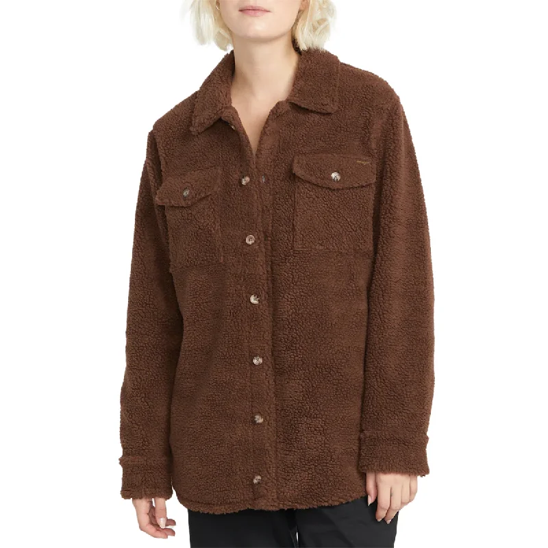 Volcom Women's Silent Sherpa Jacket - Chocolate Nylon Jacket Polyester Jacket Spandex Jacket