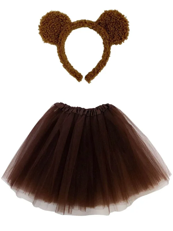 Adult Brown Bear Costume - Tutu Skirt, Tail, & Headband Set for Adult or Plus Size velvet skirt plush