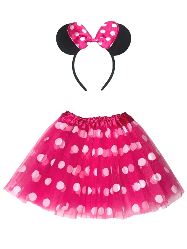 Adult Polka Dot Mouse Costume - Neon Pink Polka Dot Tutu Skirt & Headband Set for Adult or Plus Size cashmere skirt soft