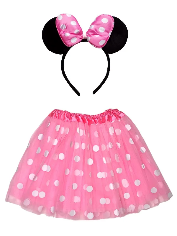 Adult Mouse Costume - Light Pink Polka Dot Tutu Skirt & Headband Set for Adult or Plus Size leather skirt sleek