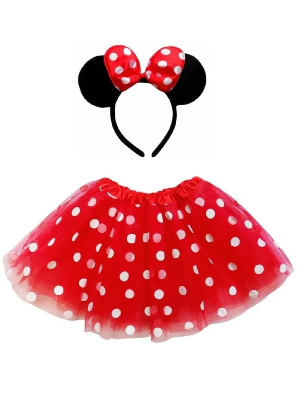 Adult Mouse Costume - Red Polka Dot Tutu Skirt & Headband Set for Adult or Plus Size denim skirt durable