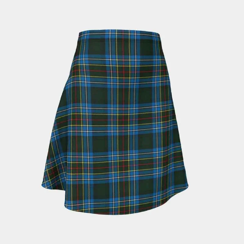 Cockburn Modern Tartan Flared Skirt silk skirt smooth