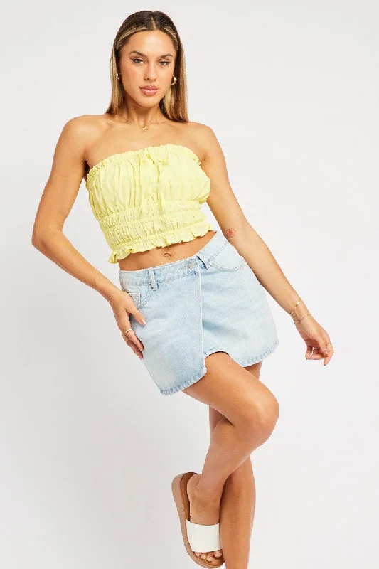 Denim Asymmetric Skirt Mid Rise Wrap Mini button skirt front