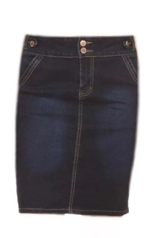 Knee Length Denim Pencil Skirt Style 429 lace skirt intricate