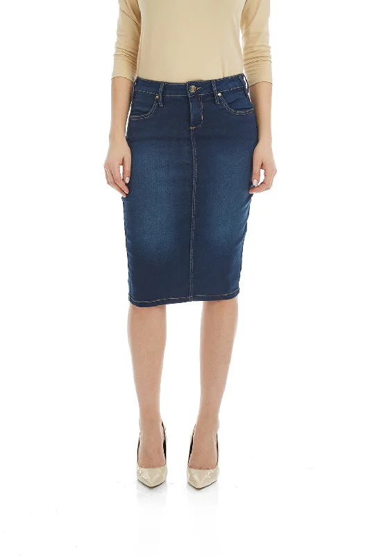 Esteez MIAMI Denim Skirt - Power stretch Jean Skirt with Tummy Control for WOMEN lace skirt elegant