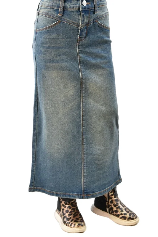 Girls Denim Skirt Style 89064 in Vintage Wash wool skirt thick