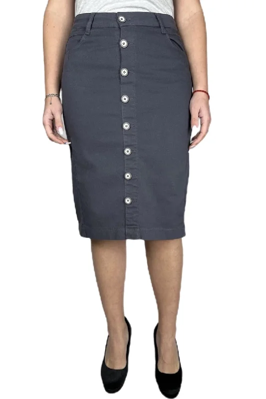 Grey Twill Skirt with Buttons 217-53B lightweight skirt design