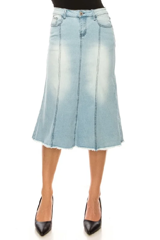 Light Denim A-Line Skirt 89134 leather skirt bold