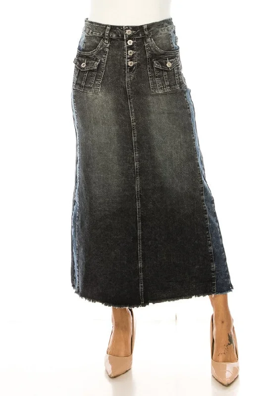 Long Denim Skirt Style 89175 in Black tulle skirt dreamy