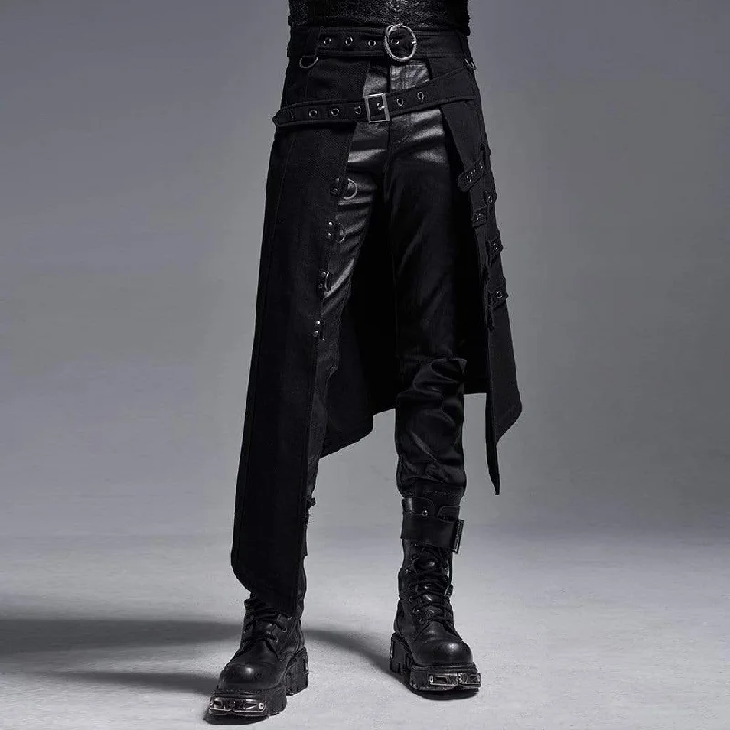 Men's Gothic Irregular Overskirts With Belts vintage skirt charm