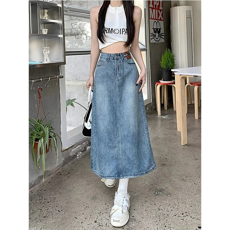 High Waist Jeans Skirt Straight Side Split A-line Pencil Skirt slim fit skirt