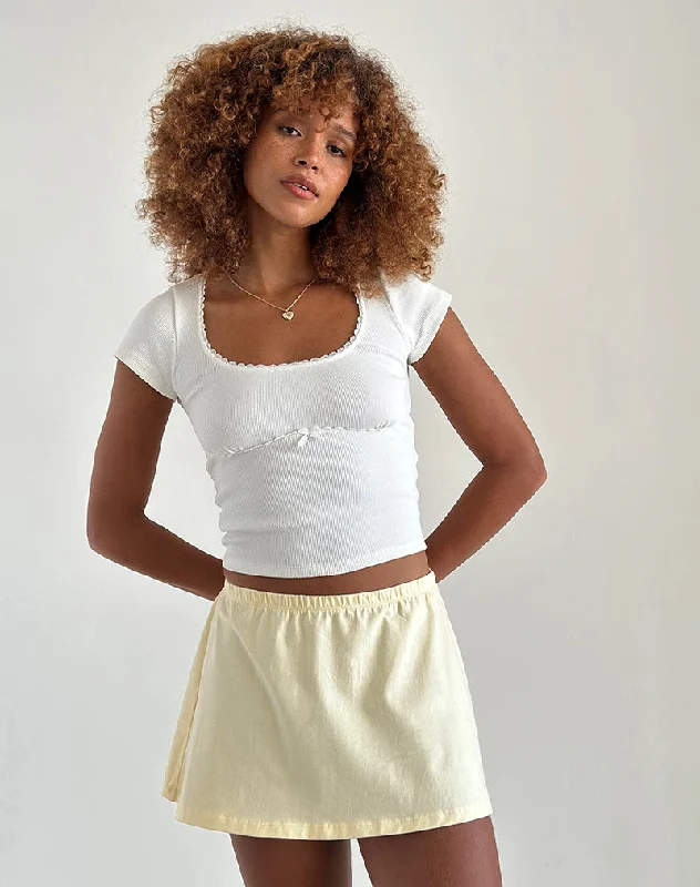 Nidya A-Line Mini Skirt in Buttermilk chiffon skirt airy