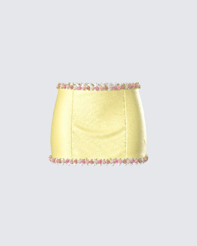 Nori Yellow Floral Micro Mini Skirt high waist skirt