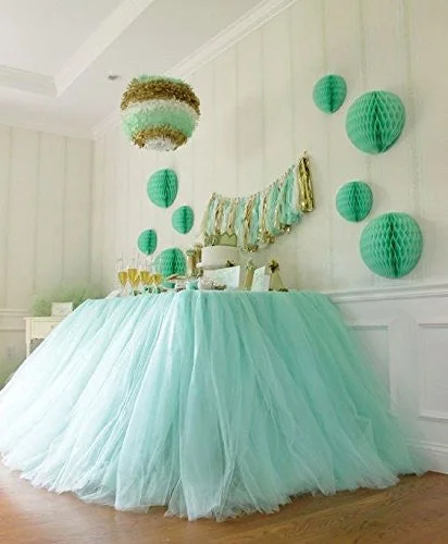 Originals Group Tutu Table Skirt , Mint Tulle Tutu Table Skirt Decor, Birthday Event Wedding Party Decoration (Mint) chiffon skirt airy