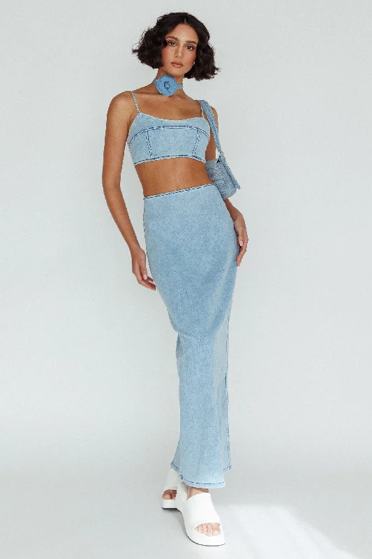 The Moment Maxi Skirt Denim lace skirt elegant