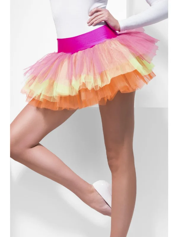 Tutu Underskirt, Multi-Coloured, Neon, Layered asymmetrical skirt cut