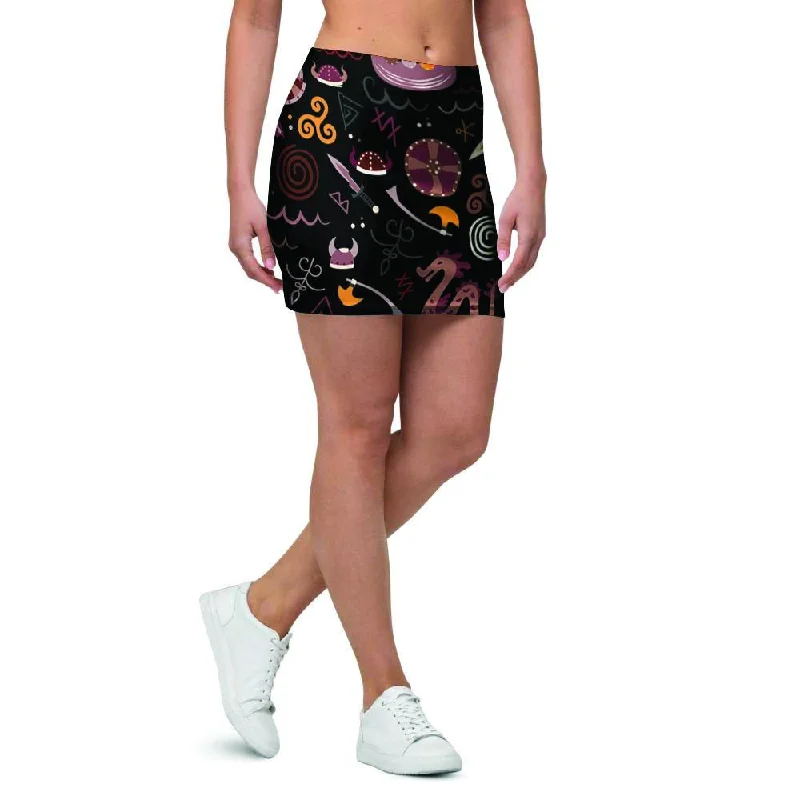 Viking Valhalla Cartoon Mini Skirt wrap skirt elegant