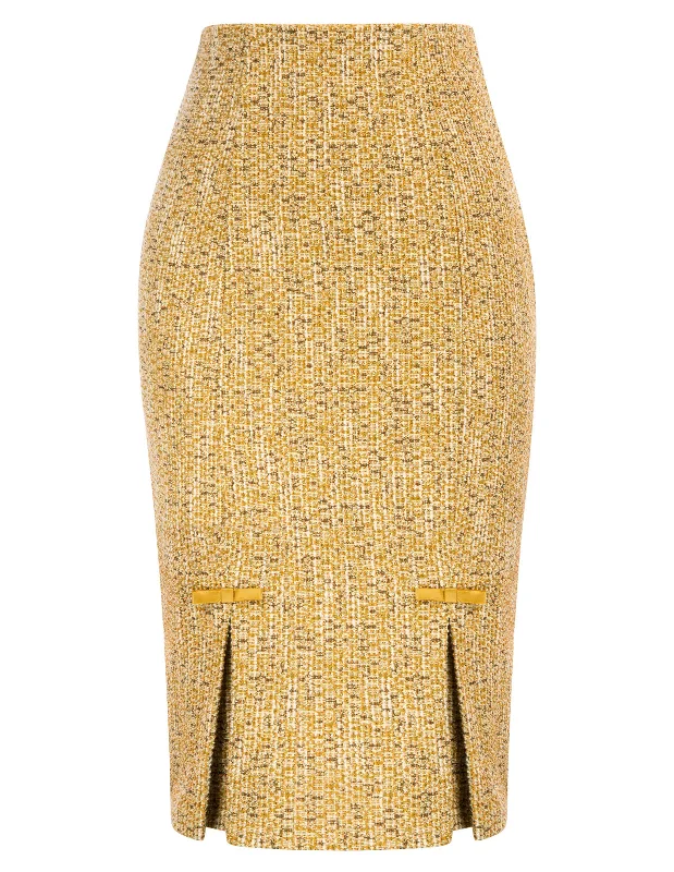 Seckill Offer⌛Vintage Back Slit Skirt High Waist Kickpleats Decorated Pencil Skirt flowy skirt hem