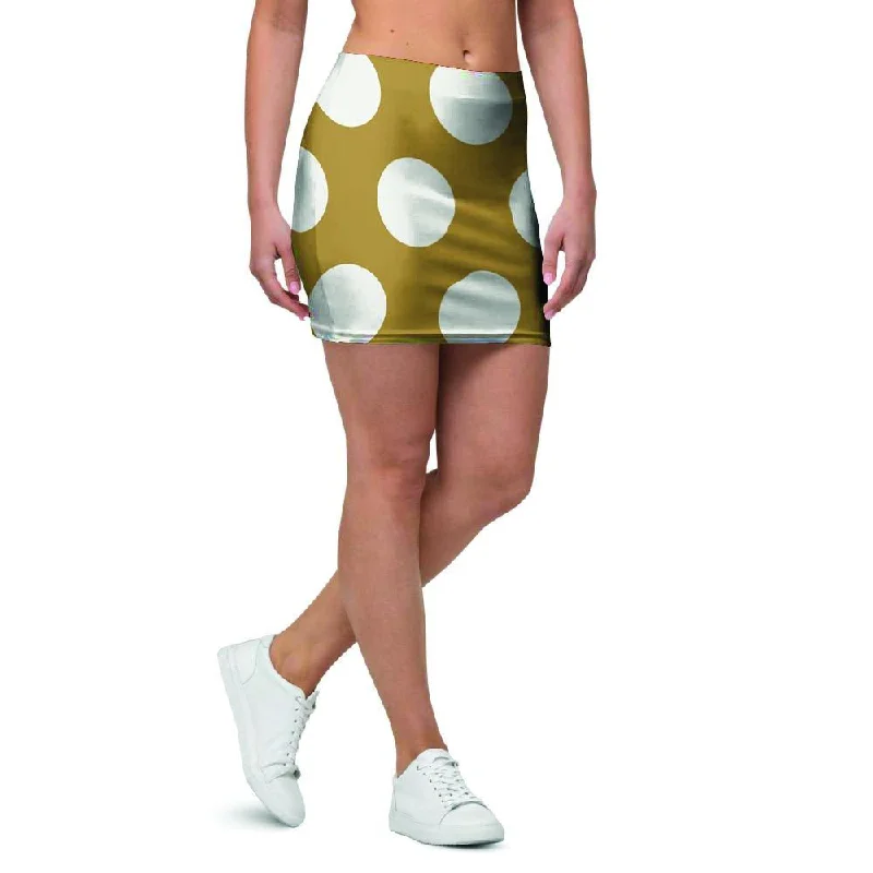 White And Yellow Polka Dot Mini Skirt seamless skirt comfort